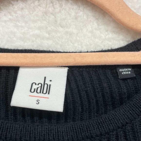 Cabi Sweater Womens Small Black Crop Ribbed Knit Hi Low Pullover Classic 3525 - Picture 6 of 11